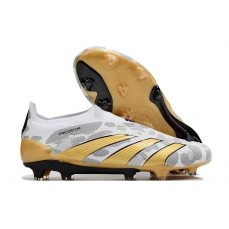 Scarpe adidas Predator Elite Senza Lacci FG Oro Bianco Grigio