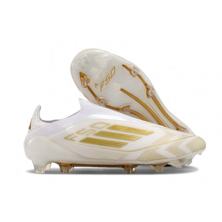 adidas F50 Elite Laceless FG Scarpe Ftwr Bianco Oro Met Ftwr Bianco