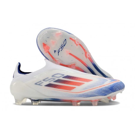 adidas F50 Elite Laceless FG Scarpe Bianco Blu Lucido Rosso Solare