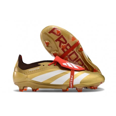 adidas Predator 2024 Elite Tongue FG Oro Met Bianco Rosso