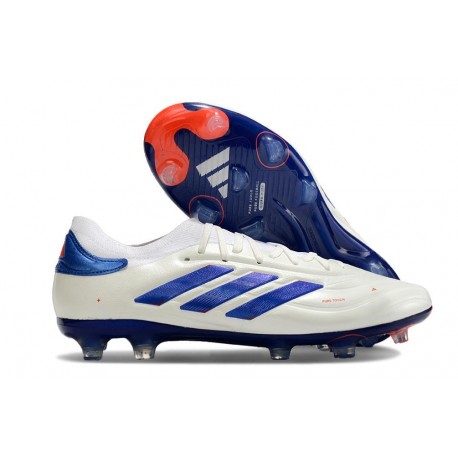 adidas Copa Pure 2+ Elite FG Pelle Ftwr Bianco Blu Lucido Rosso Solare